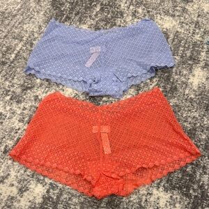Victoria's Secret Lace Boyshort Panties - Coral and Lavender